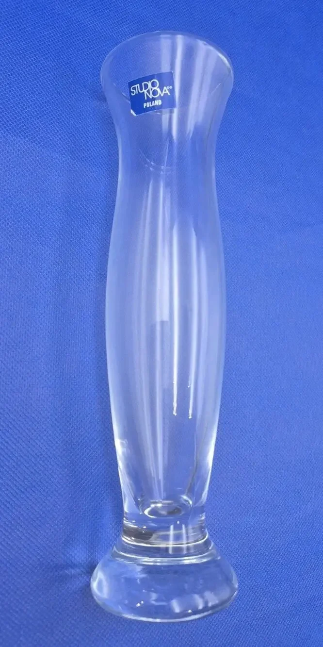 Vintage Studio Nova Clear Lead Crystal Vase Poland 8.5
